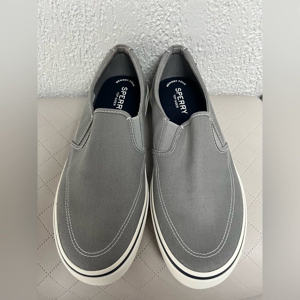 Sperry Mens, Halyard Slip-On Canvas Sw Grey 11.5 - Picture 2 of 9